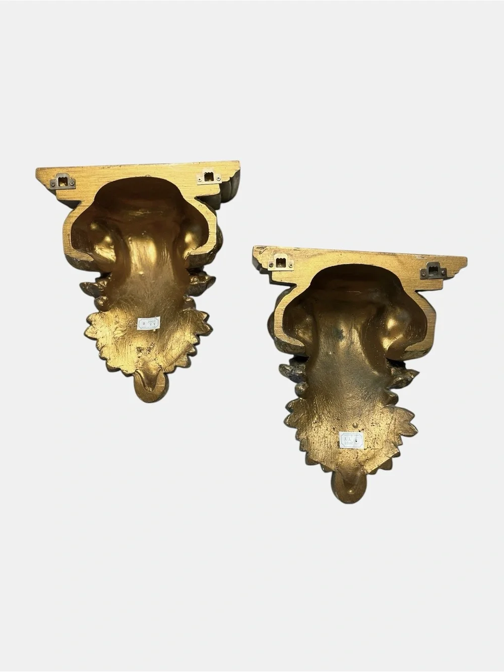 Vintage Gold Accent Wall Corbels - Wall Sconces Ornate Vintage Decorative Pair